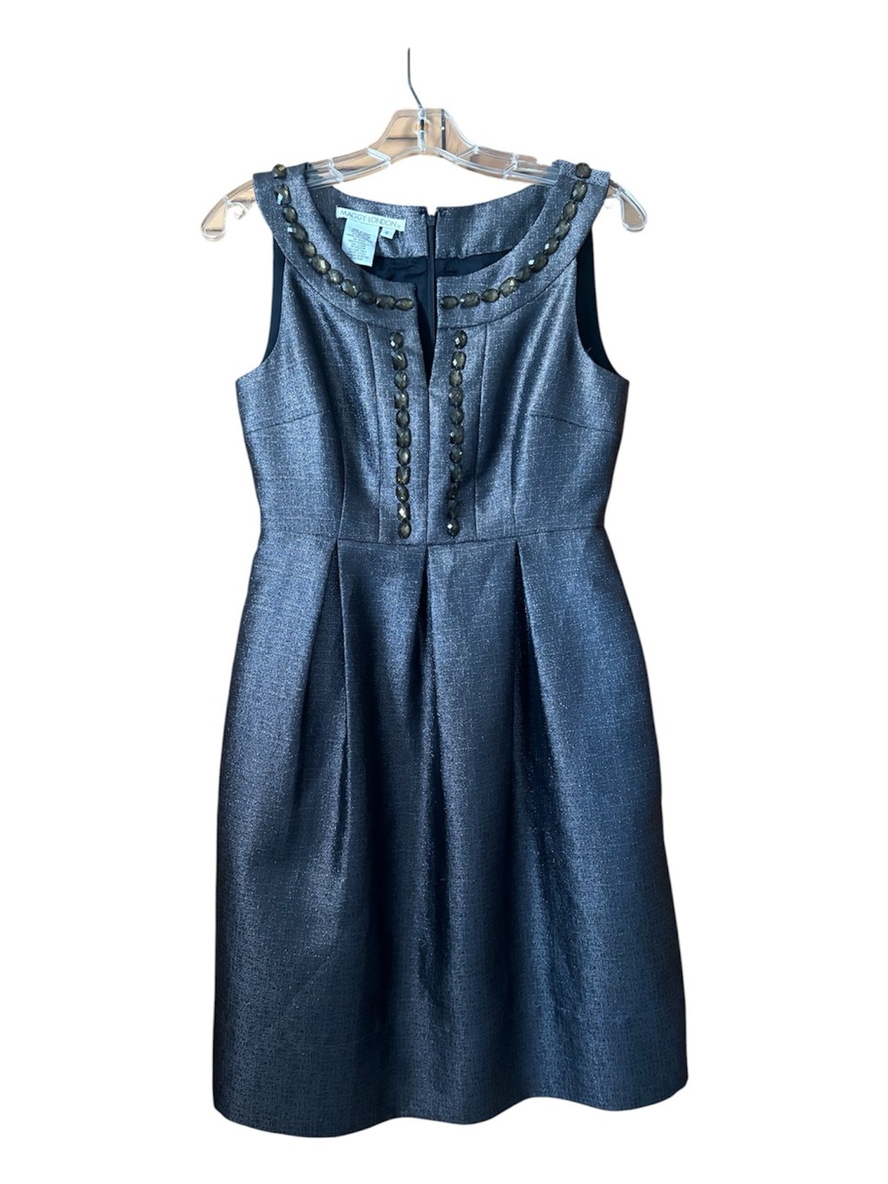 Maggy London Black Metallic Bejeweled Sleeveless cocktail  Dress size 6